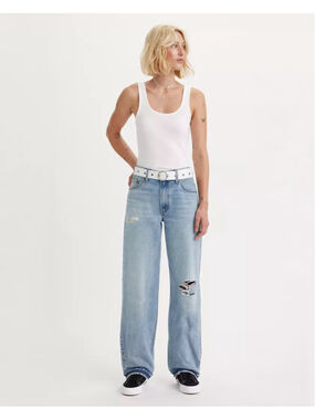 Levi's Baggy Dad Jeans Womens Size 27 Light Wash Distressed Straight Leg
